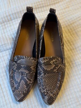 Maurices Gray-Brown Snake-Print Pointed Loafers